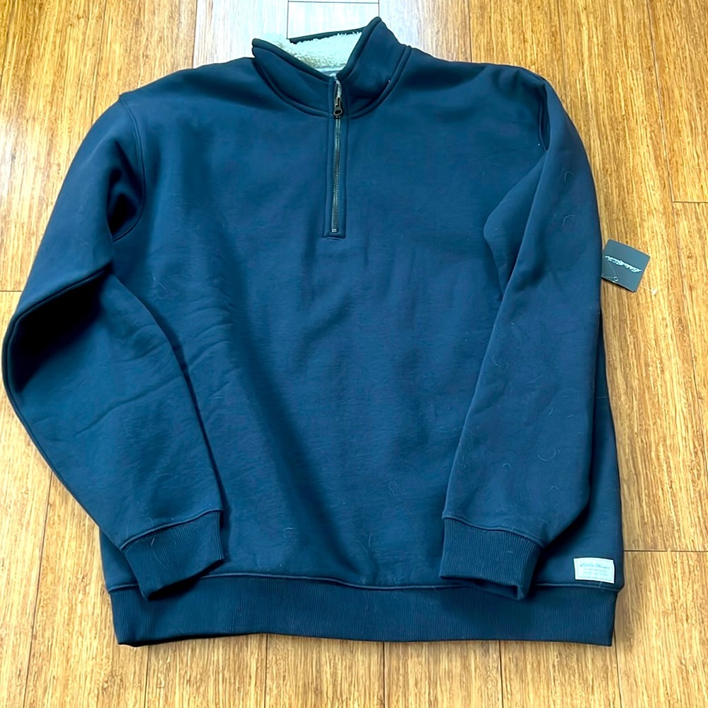 NWT Eddie Bauer Fleece Sherpa Lined Heavy Quarter Zip Sweatshirt Holiday Gift